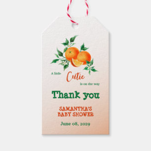 Citrus Little Cutie Botanie Orange Baby Shower Presentetikett
