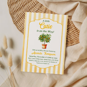 Citrus Little Cutie Gul Italiensk Babyfirande Inbjudningar