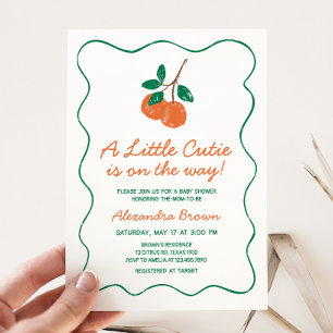 Citrus Little Cutie Modern Baby Shower Inbjudningar