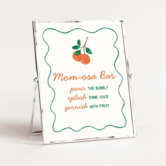 Citrus Little Cutie Modern Baby Shower Mamma Osa P Poster (Citrus Little Cutie Baby Shower Mom Osa Bar Sign)