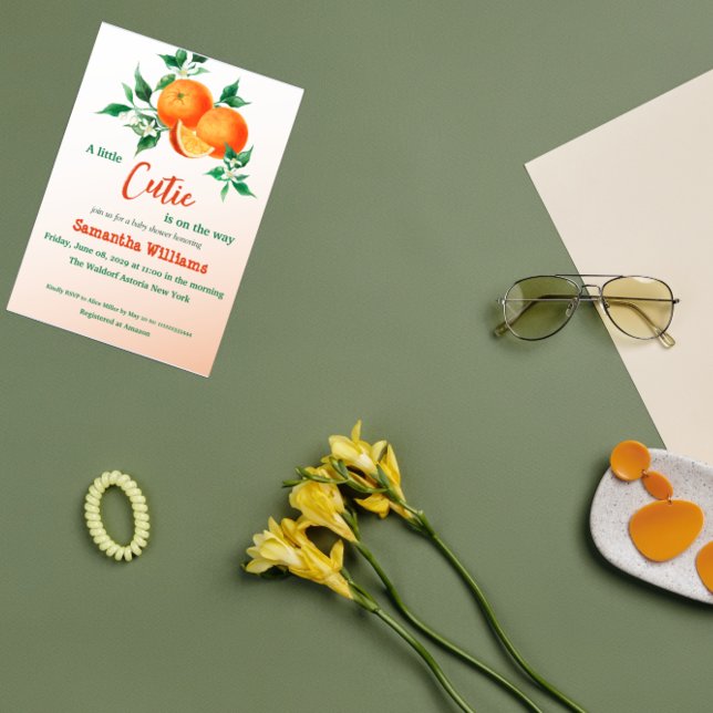 Citrus Little Cutie on the Way Orange Baby Shower Inbjudningar (Skapare uppladdad)