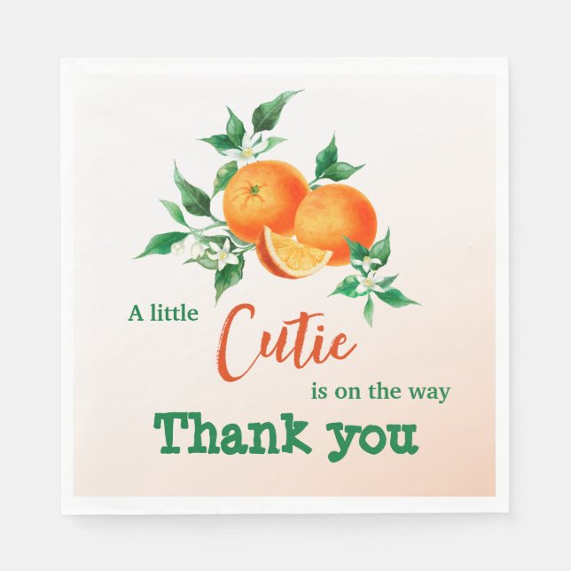 Citrus Little Cutie on the Way Orange Baby Shower Pappersservett (Framsidan)