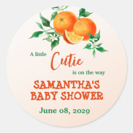 Citrus Little Cutie on the Way Orange Baby Shower Runt Klistermärke