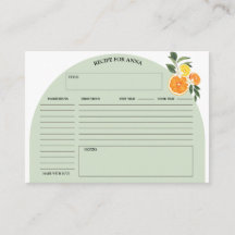 Citrus Lush Greenery Möhippa Recipe Cards