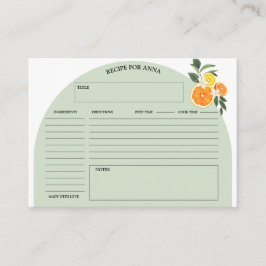 Citrus Lush Greenery Möhippa Recipe Cards Tilläggskort