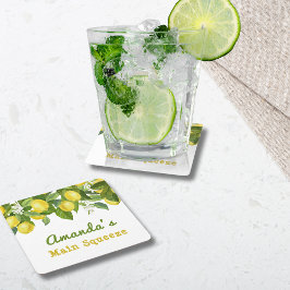 Citrus Main Squeeze Sötnos Lemon Baby Shower Underlägg Papper Kvadrat