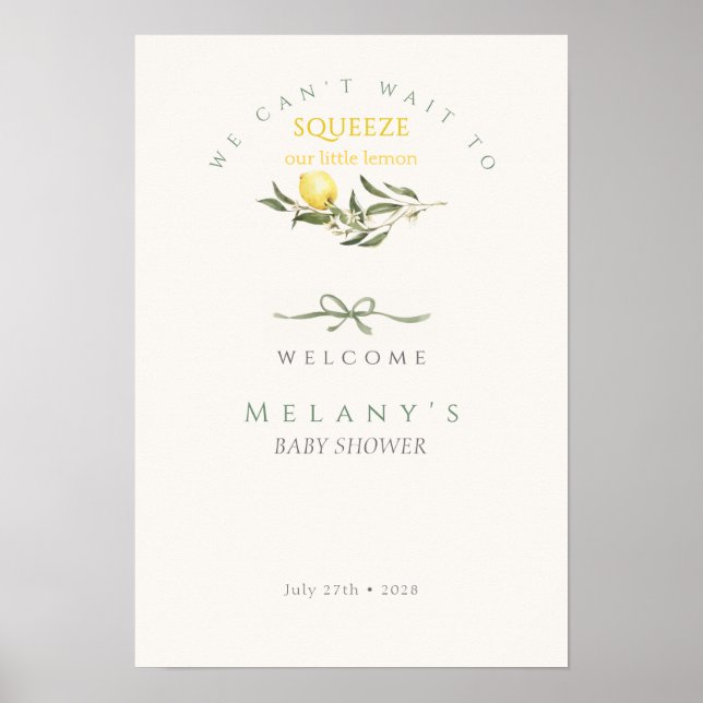 Citrus Mama's Squeeze Bow Välkommen Baby Shower  Poster (Framsidan)