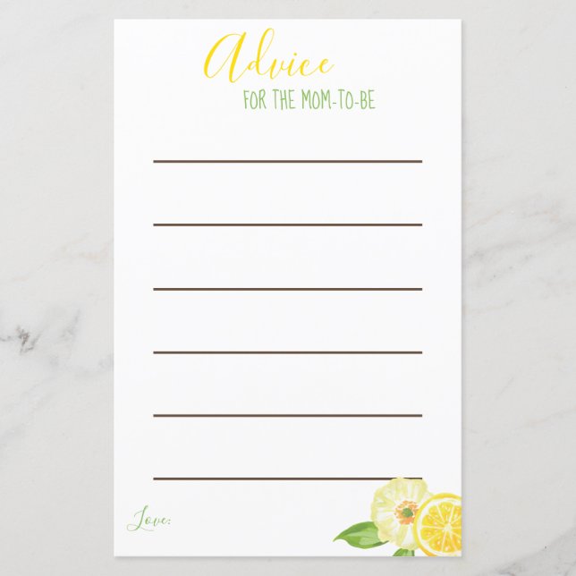 Citrus Mamma, Citrus Gult to be Advice Cards (Framsida)