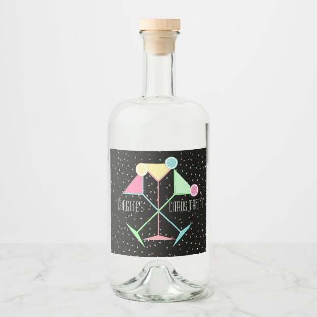 Citrus Martini Cocktailfest Brudtärna Spritflaskor Etikett (Framsida)