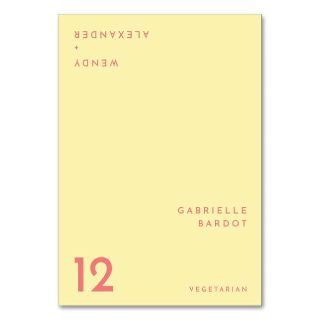 Citrus Minimalist-Gult, låst platskort Bordsnummer (Framsidan)