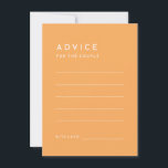 Citrus Minimalist Orange Bröllop Adapter Rådkort<br><div class="desc">Vi presenterar vårt Citrus Minimalist Orange Bröllop Advice Card-design, där enkelheten möter sofistikering i en palett med ljusa citrusfrukter. Med gedigna bakgrunder i rosa, orange, gult eller grönt och rent typografiskt typsnitt utstrålar det här temat contemporaryns elegans med en aning retrocharm. Designat för att komplettera vårt Citrus Watercolor-tema ger dessa...</div>
