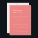 Citrus Minimalist Rosa Bröllop Adapter Rådkort<br><div class="desc">Vi presenterar vårt Citrus Minimalist Rosa Bröllop Advice Card-design, där enkelheten möter sofistikering i en palett med ljusa citrusfrukter. Med gedigna bakgrunder i rosa, orange, gult eller grönt och rent typografiskt typsnitt utstrålar det här temat contemporaryns elegans med en aning retrocharm. Designat för att komplettera vårt Citrus Watercolor-tema ger dessa...</div>