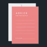 Citrus Minimalist Rosa Bröllop Adapter Rådkort<br><div class="desc">Vi presenterar vårt Citrus Minimalist Rosa Bröllop Advice Card-design, där enkelheten möter sofistikering i en palett med ljusa citrusfrukter. Med gedigna bakgrunder i rosa, orange, gult eller grönt och rent typografiskt typsnitt utstrålar det här temat contemporaryns elegans med en aning retrocharm. Designat för att komplettera vårt Citrus Watercolor-tema ger dessa...</div>