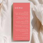 Citrus Minimalist Rosa Bröllop Flat Meny<br><div class="desc">Vi presenterar vårt Citrus Minimalist Rosa Flat Menu Design, där enkelheten möter sofistikering i en palett med ljusa citrusfrukter. Med gedigna bakgrunder i rosa, orange, gult eller grönt och rent typografiskt typsnitt utstrålar det här temat contemporaryns elegans med en aning retrocharm. Designat för att komplettera vårt Citrus Watercolor-tema ger dessa...</div>