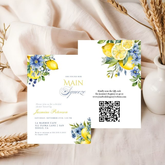 Citrus-Möhippan för Lemon Blue Blommigt Inbjudningar (Skapare uppladdad)