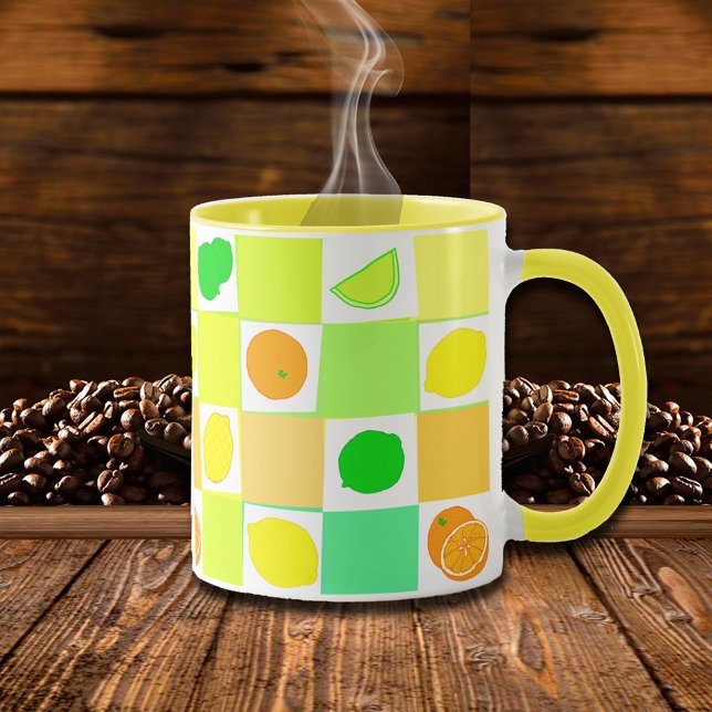 Citrus Mönster, citron, kalk och Orangar Mugg (Citrus Pattern Coffee Mug)