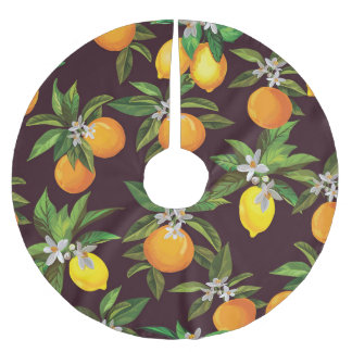 Citrus Mönster, Vintage Lemons Orange. Julgransmatta Borstad Polyester