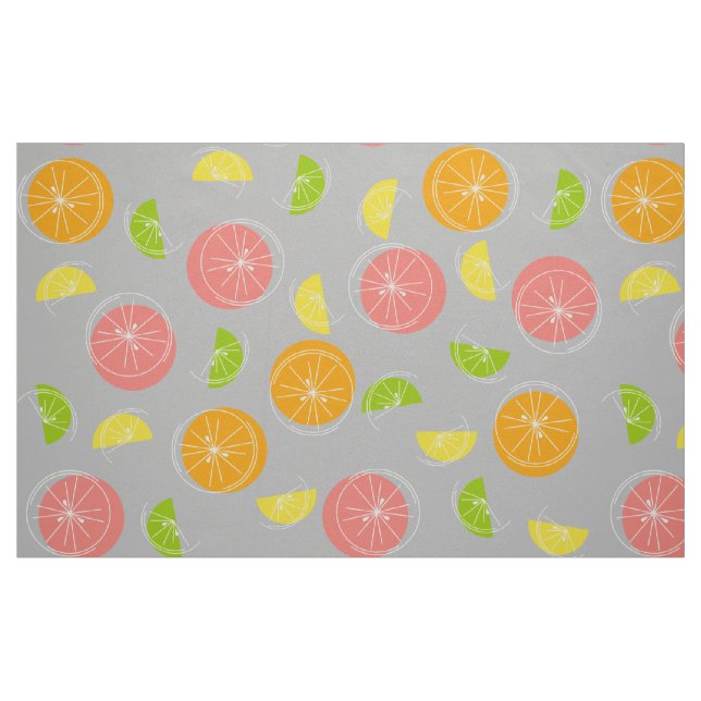 Citrus Multi stor print grått Tyg (Fat Quarter)