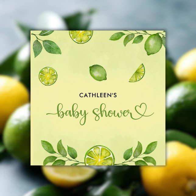 Citrus Neutral Baby Shower, färsk limpa Pappersservett (Fresh Lime Citrus Gender Neutral Baby Shower Napkins)