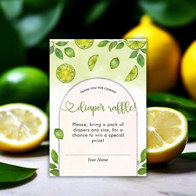 Citrus Neutral Diaper Raffle, färsk citrus Tilläggskort (Fresh Lime Citrus Gender Neutral Diaper Raffle Enclosure Card)