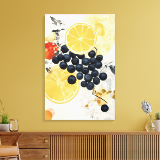 Citrus och bär Botanisk blandteknik Canvastryck