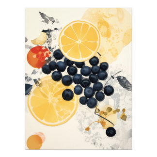 Citrus och bär Botanisk blandteknik Fototryck