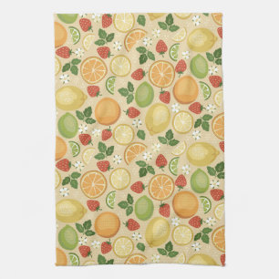 Citrus och jordgubbar kökshandduk
