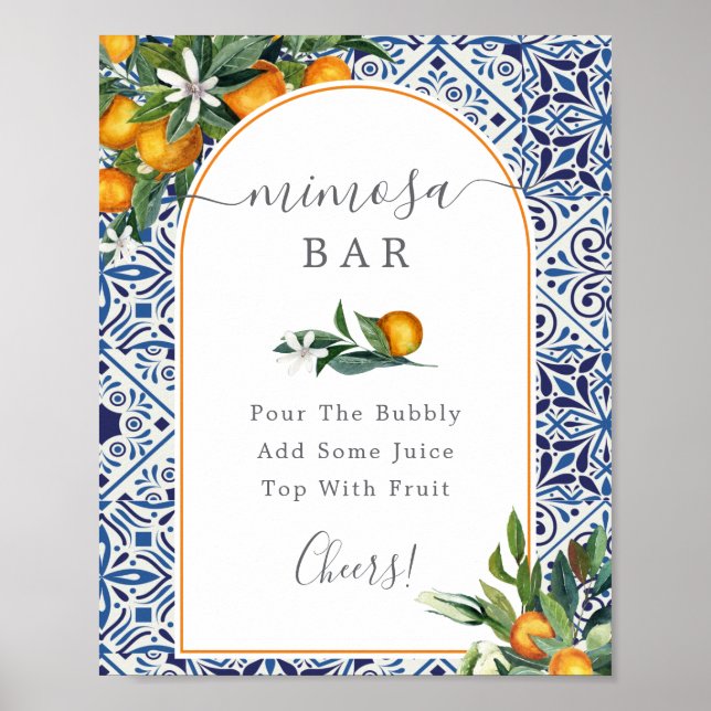 Citrus och plattor Mimosa Pub Sign Poster (Framsidan)