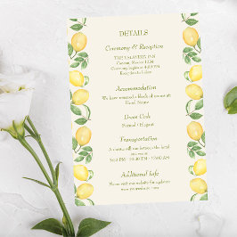 Citrus Olive Mediterranean Botanical Wedding Tilläggskort