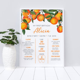 Citrus-Orange 1:a födelsedag Poster