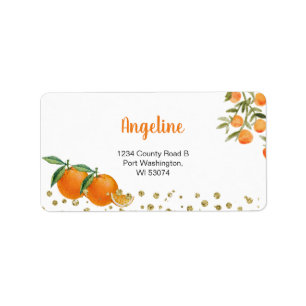 Citrus-Orange av tvillingursprung Modern Adress Adressetikett