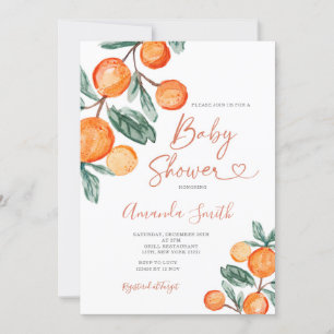 Citrus Orange Baby i blommande sommarbabyskor Inbjudningar