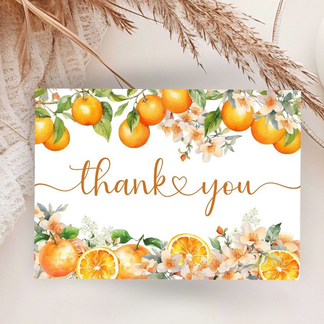 Citrus Orange Baby Shower Flat Tack you Card Tilläggskort (Skapare uppladdad)
