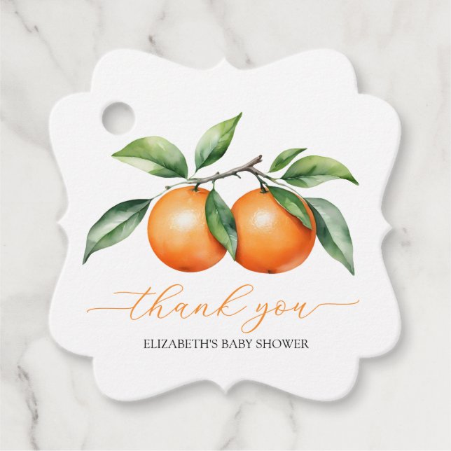 Citrus Orange Baby Shower Gåvor Etiketter (Framsida)