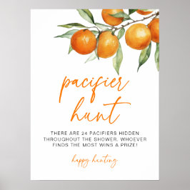 Citrus Orange Baby Shower Nappar Hunt Poster