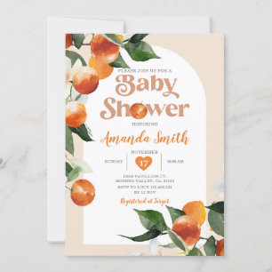 Citrus Orange Baby Shower Summer Tropical Blommigt Inbjudningar
