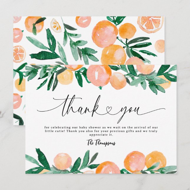 Citrus Orange Baby Shower Tack (Fram/baksida)