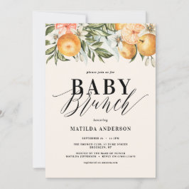 Citrus, orange + blommar baby brunch party