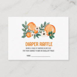 Citrus Orange Blommar, Baby Shower Diaper Raffle Tilläggskort