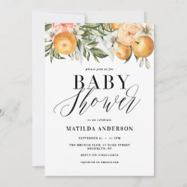 Citrus, orange + blommar babydusch