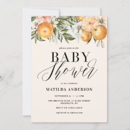 Citrus, orange + blommar babydusch