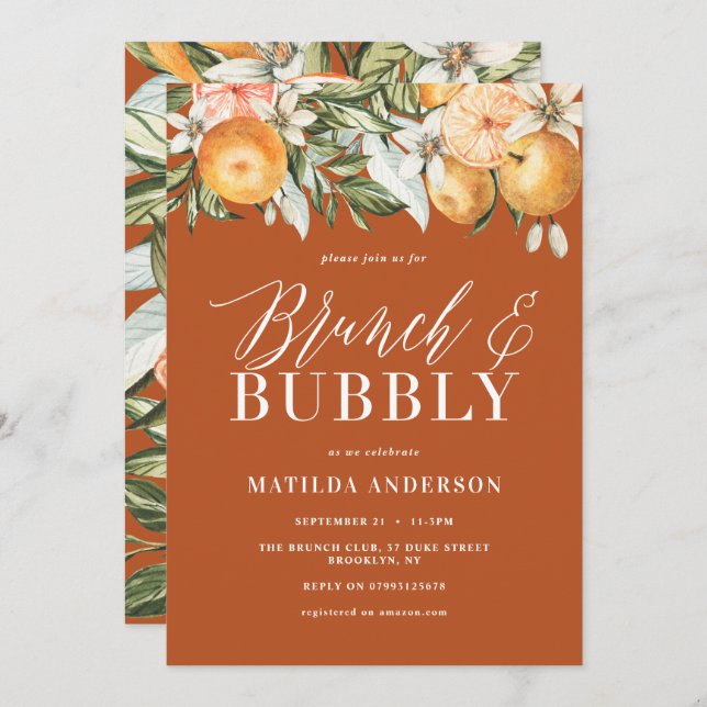 Citrus, orange + blommar brunch & bubbel (Fram/baksida)