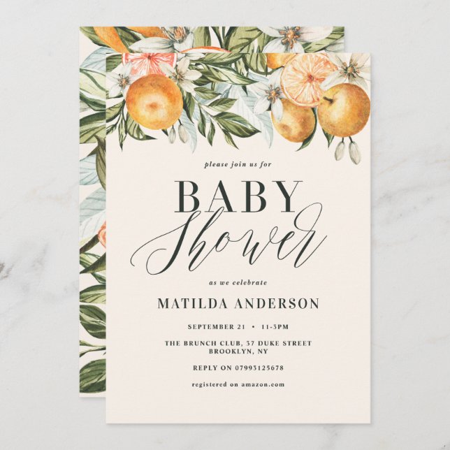 Citrus, orange + blommar brunch & bubbel (Fram/baksida)