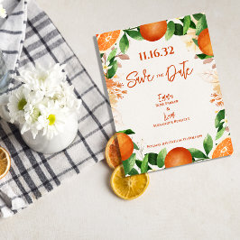 Citrus Orange Blommar Garden Wedding Spara datum Vykort