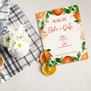 Citrus Orange Blommar Garden Wedding Spara datum Vykort