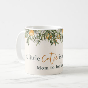 Citrus, orange + blommar liten cutisk babydusch kaffemugg