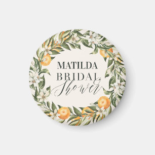 Citrus, orange + blommar möhippa party decor magnet