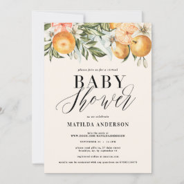 Citrus, orange + blommar virtuell babydusch