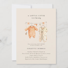 Citrus Orange Blommigt Little Cutie Baby Shower Inbjudningar