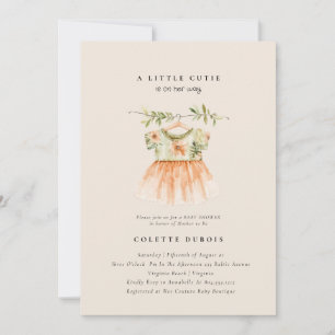 Citrus Orange Blommigt Little Cutie Baby Shower Inbjudningar